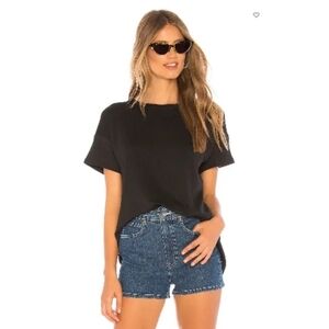 Rag & Bone Black Kat Split Back Slub Tee T-Shirt Size XS Tie Back.